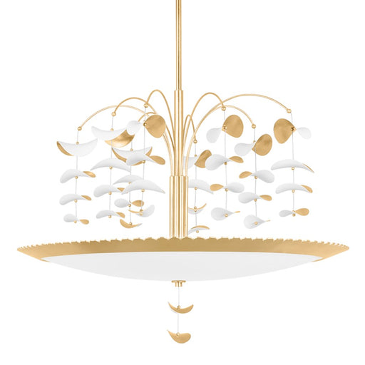 Hudson Valley Paavo 8 Light Chandelier, Gold/White/Etched - KBS1747808-GL-SWH