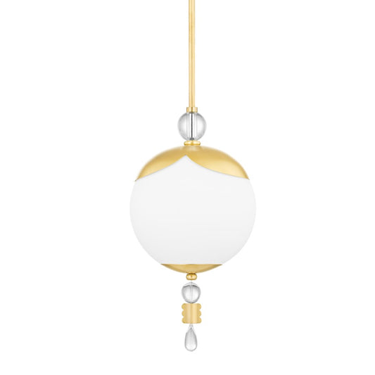 Hudson Valley Perla 1 Light Small Pendant, Brass/Opal Matte - KBS1748701S-AGB