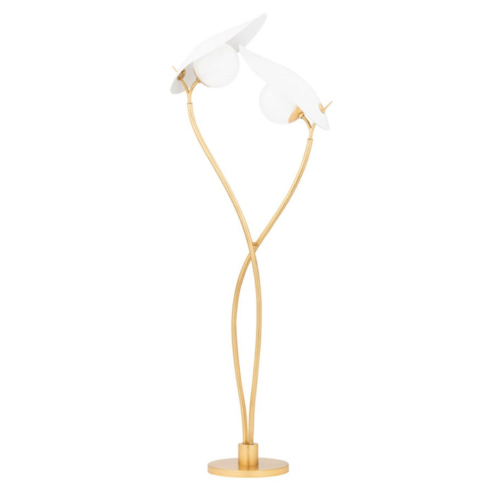 Hudson Valley Frond 2 Light Floor Lamp, Gold/White/Etched - KBS1749401-GL-TWH