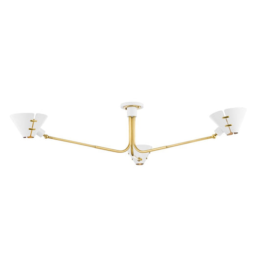 Hudson Valley Split 3 Light Semi Flush, Brass/White/White - KBS1752803-AGB-SWH