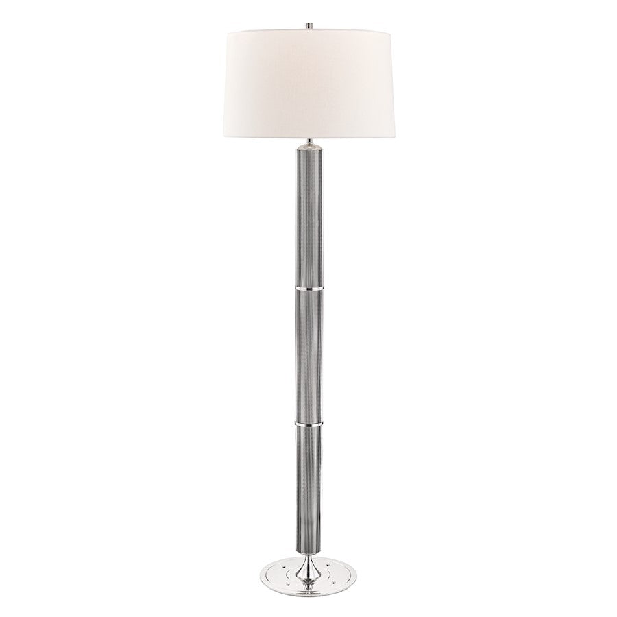 Hudson Valley Tompkins 1 Light Floor Lamp, Polished Nickel/Off White - L1189-PN