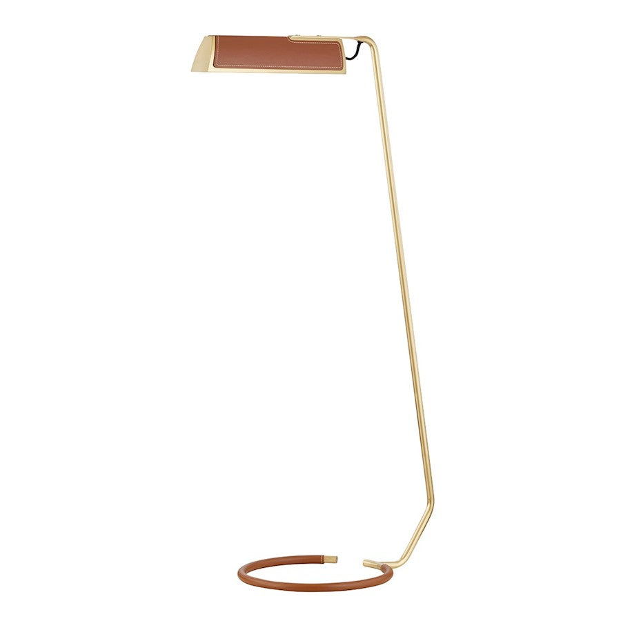 Hudson Valley Holtsville 1 Light Floor Lamp, Aged Brass/Saddle - L1297-AGB