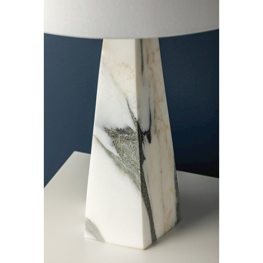 Benicia Table Lamp, Aged Brass/White