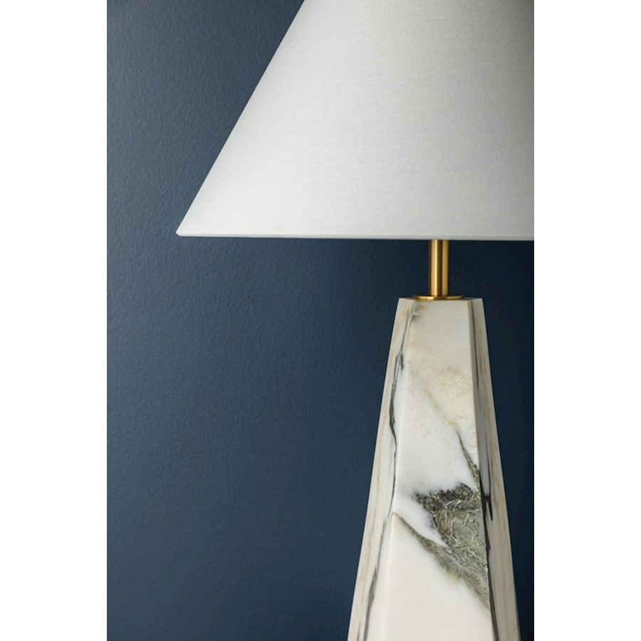 Benicia Table Lamp, Aged Brass/White