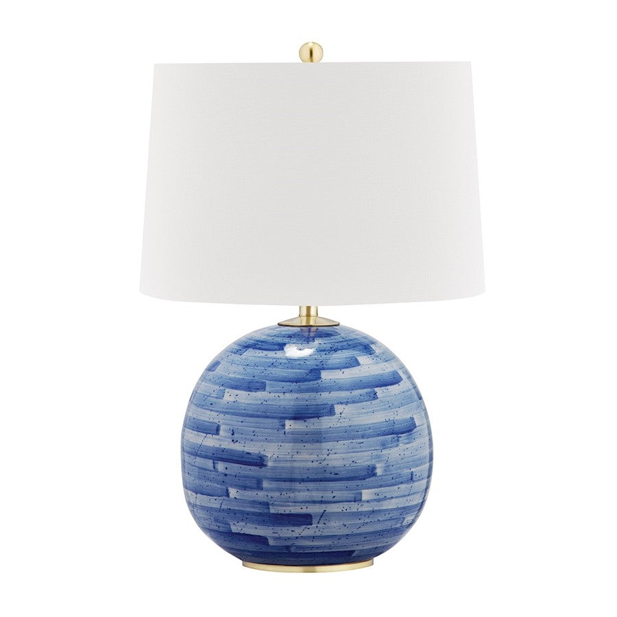 Hudson Valley Laurel 1 Light Table Lamp, Brass/Blue/White Shade - L1380-AGB-BL