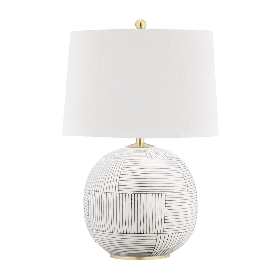 Hudson Valley Laurel 1 Light Table Lamp, Brass Stripe Combo/White - L1380-AGB-ST