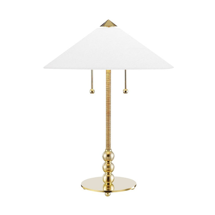 Hudson Valley Flare 2 Light Table Lamp, Brass/White Belgian Linen - L1395-AGB