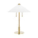 Hudson Valley Flare 2 Light Table Lamp, Brass/White Belgian Linen - L1395-AGB