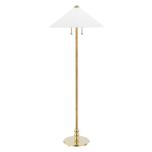 Hudson Valley Flare 2 Light Floor Lamp, Brass/White Belgian Linen - L1399-AGB