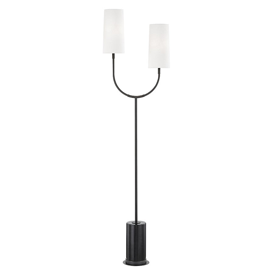 Hudson Valley Vesper 2 Light Floor Lamp, Bronze/Black/White Linen - L1407-OB