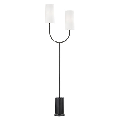 Hudson Valley Vesper 2 Light Floor Lamp, Bronze/Black/White Linen - L1407-OB