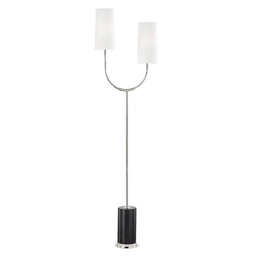 Hudson Valley Vesper 2 Light Floor Lamp, Nickel/Black/White Linen - L1407-PN