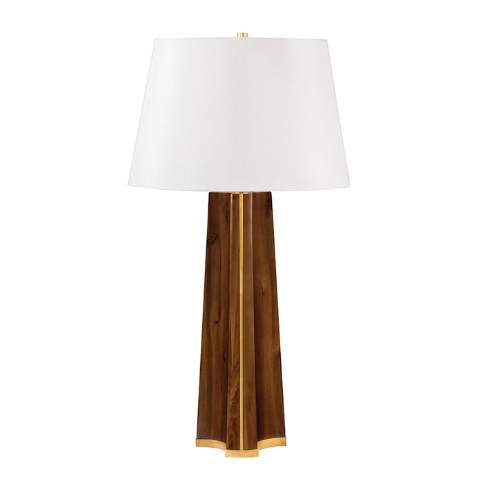 Hudson Valley Woodmere 1 Light Table Lamp, Brass/White Belgian Shade - L1440-AGB
