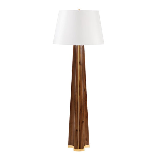 Hudson Valley Woodmere 1 Light Floor Lamp, Brass/White Belgian Shade - L1443-AGB