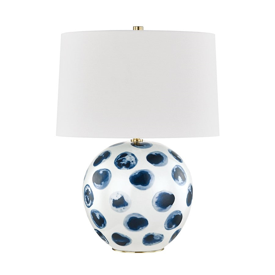 Hudson Valley Blue Point 1 Light Table Lamp, White/Blue/Linen - L1448-WH-BD