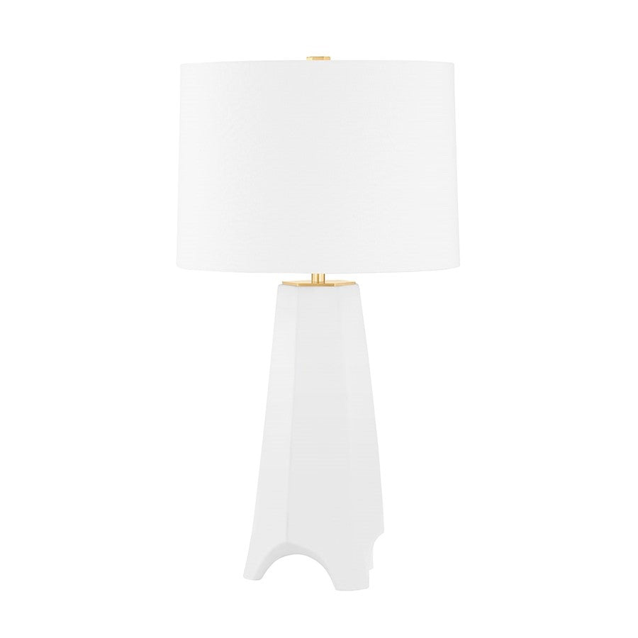 Hudson Valley Earlville 1-Lt Table Lamp, Brass/Satin White/White - L1503-AGB-CSW