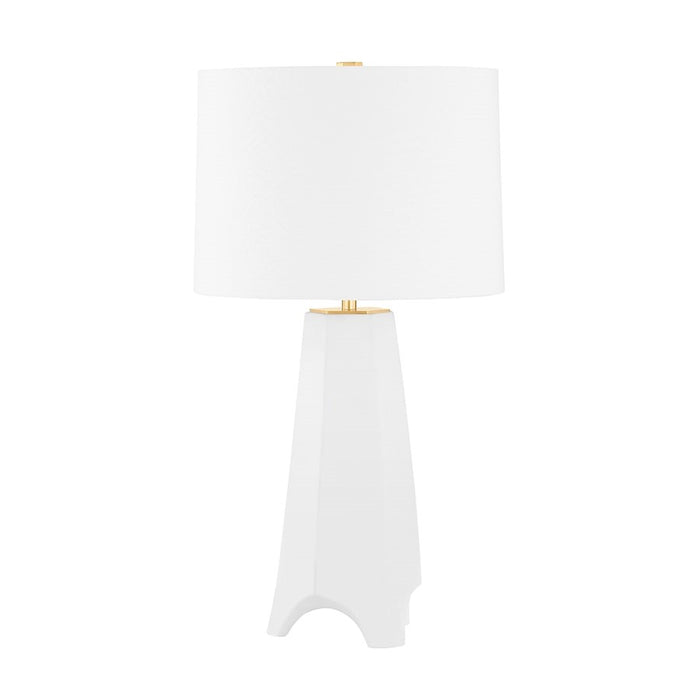 Hudson Valley Earlville 1-Lt Table Lamp, Brass/Satin White/White - L1503-AGB-CSW