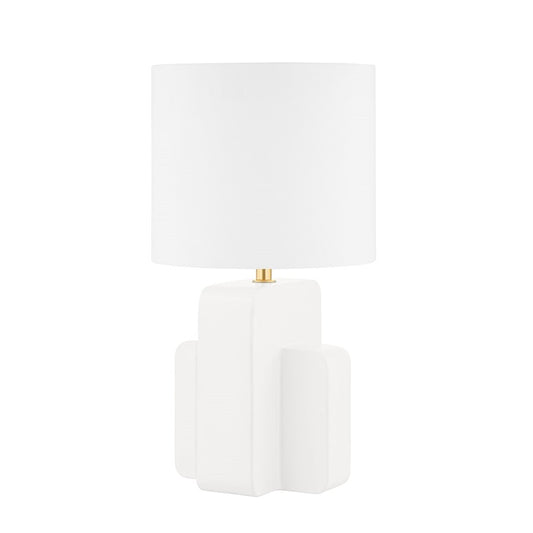 Hudson Valley Elm Grove 1-Lt Table Lamp, Brass/Satin White/White - L1607-AGB-CSW