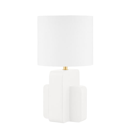 Hudson Valley Elm Grove 1-Lt Table Lamp, Brass/Satin White/White - L1607-AGB-CSW