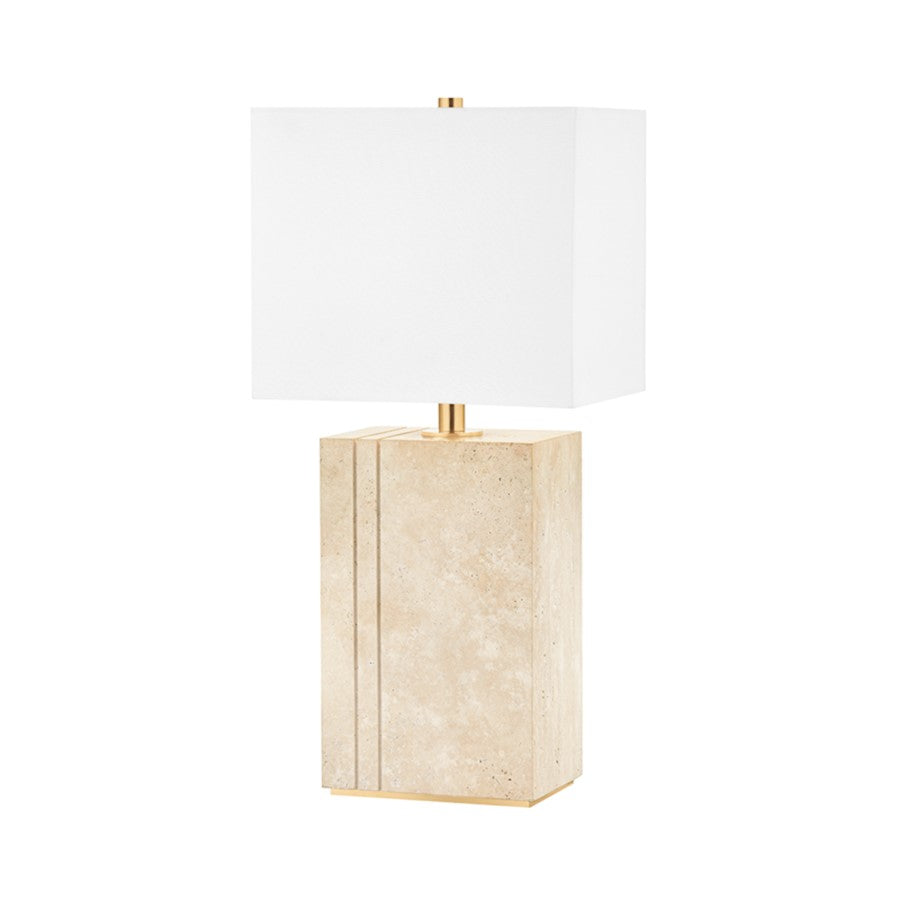 Hudson Valley Brownsville 1 Light 22" Table Lamp, Aged Brass/White - L1619-AGB