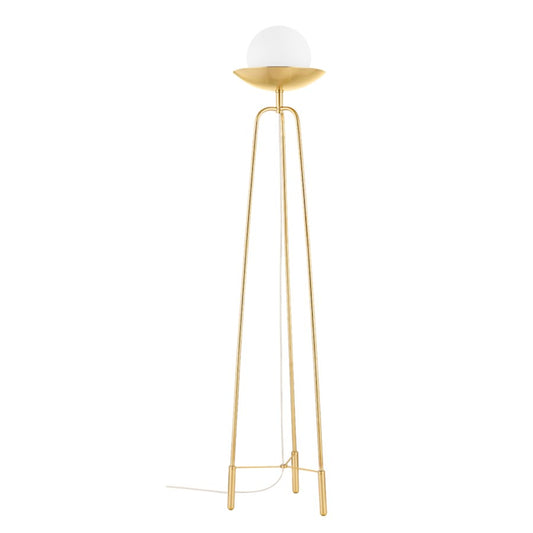 Hudson Valley Munsey Park 1 Light Floor Lamp, Aged Brass/White - L1857-AGB