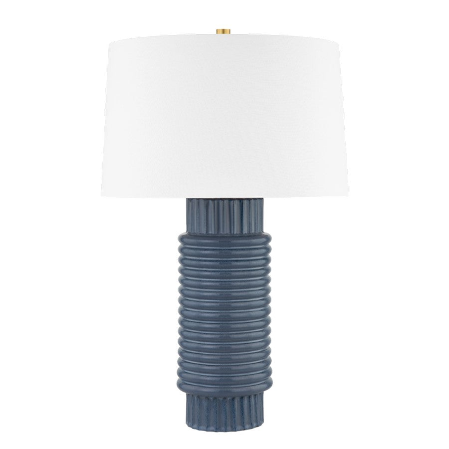 Hudson Valley Broderick 1 Light Table Lamp, Brass/GY Blue/White - L1956-AGB-CGR