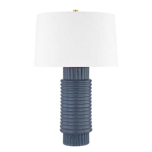 Hudson Valley Broderick 1 Light Table Lamp, Brass/GY Blue/White - L1956-AGB-CGR