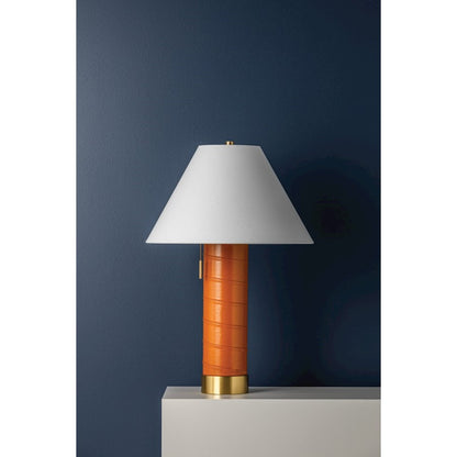Norwalk Table Lamp, Aged Brass/White