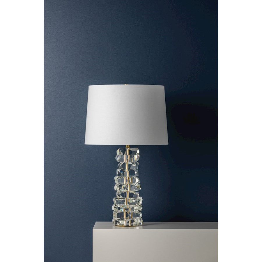 Bellarie Table Lamp, Aged Brass/White