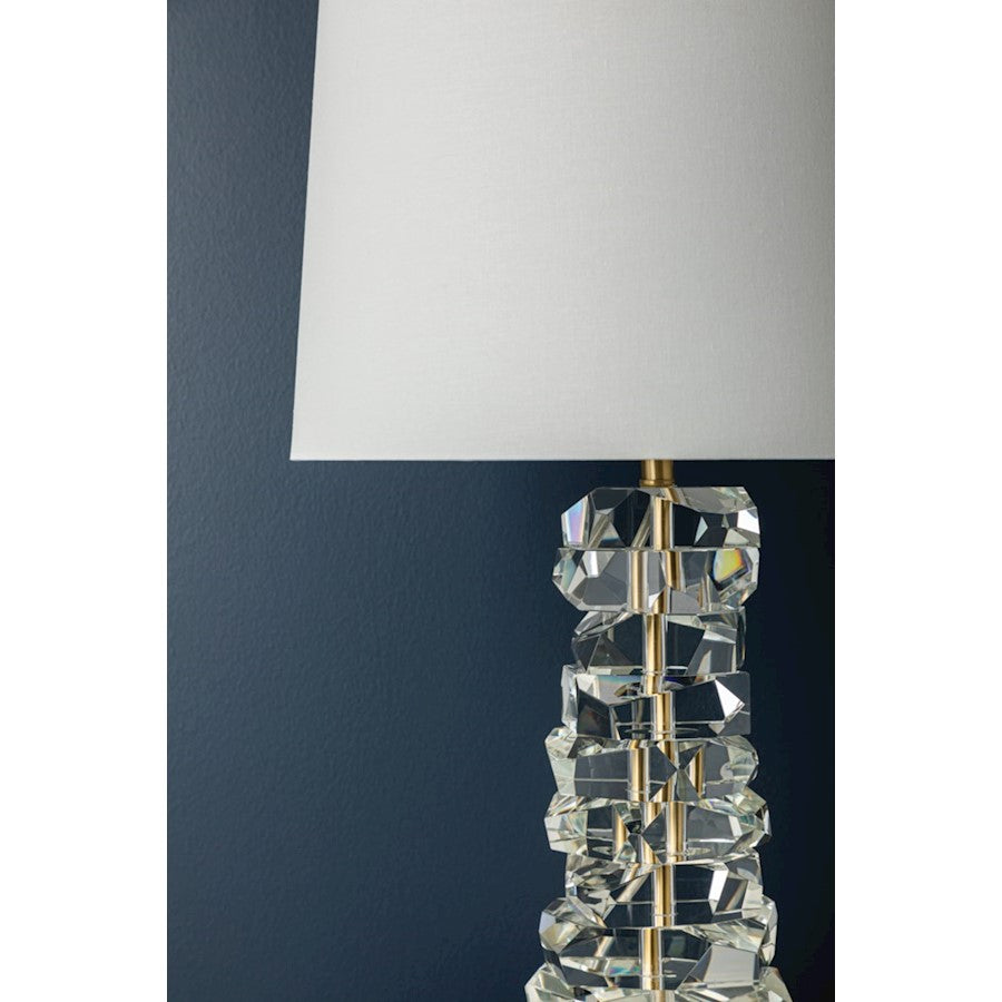 Bellarie Table Lamp, Aged Brass/White