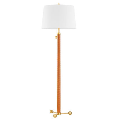 Hudson Valley Wharton 2 Light Floor Lamp, Aged Brass/White - L6170-AGB