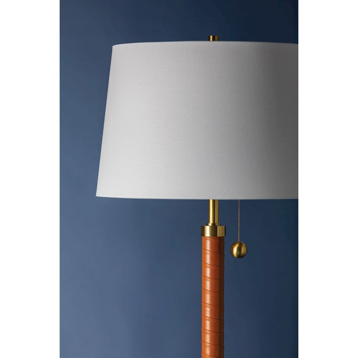 Hudson Valley Wharton 2 Light Floor Lamp, Aged Brass/White
