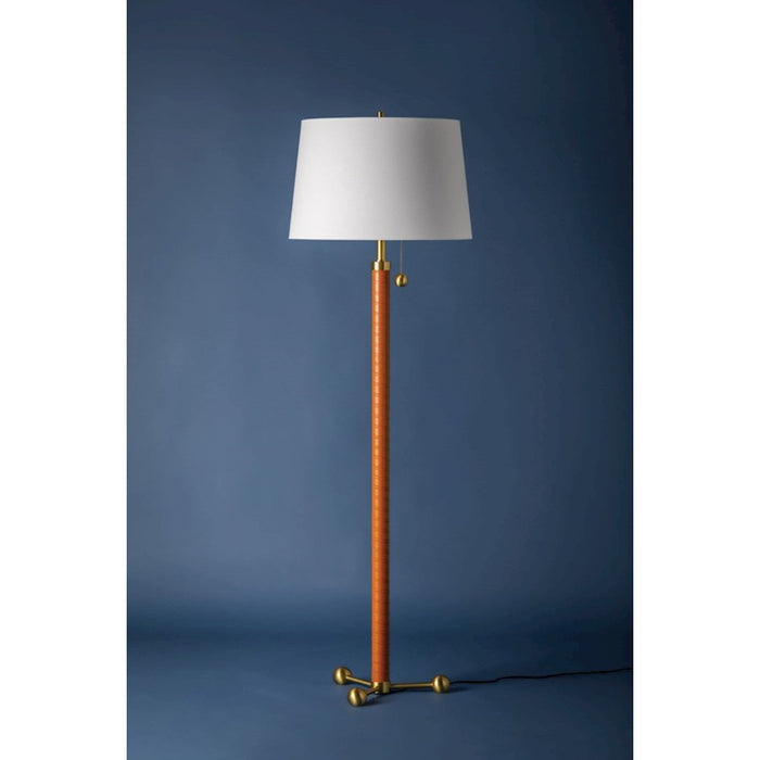 Hudson Valley Wharton 2 Light Floor Lamp, Aged Brass/White