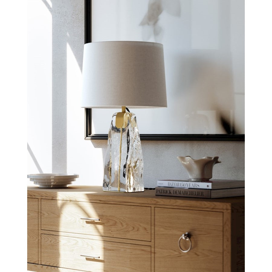 Midura Table Lamp, Aged Brass/White