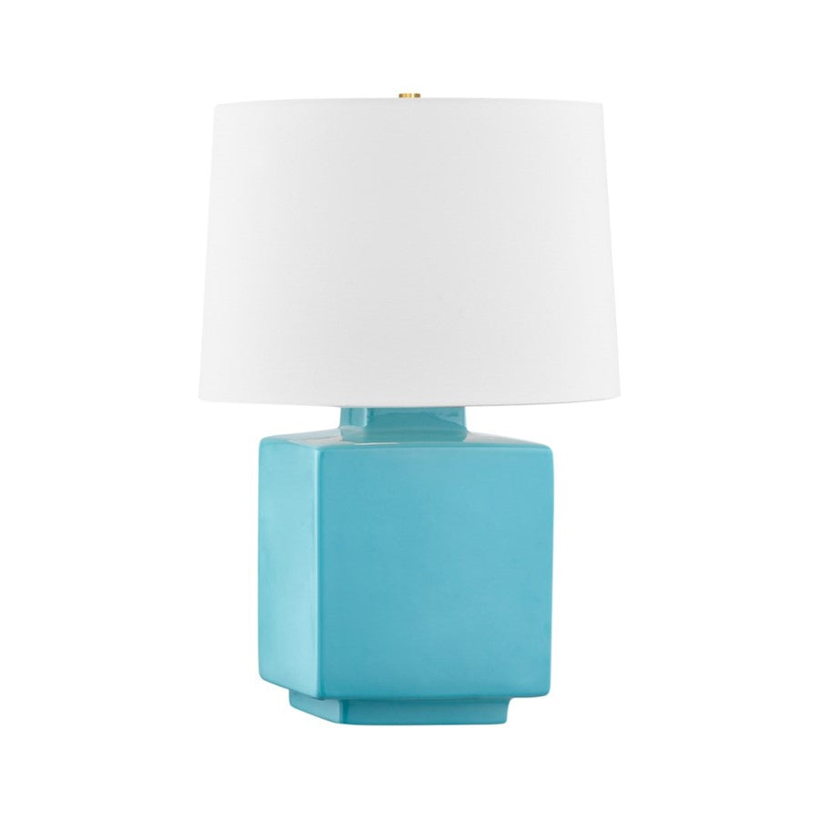 Hudson Valley Hawley 1Lt Table Lamp, Brass/Gloss Turquoise/White - L8821-AGB-CTQ