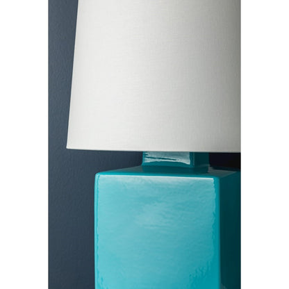 Hawley Table Lamp, Brass/Gloss Turquoise/White