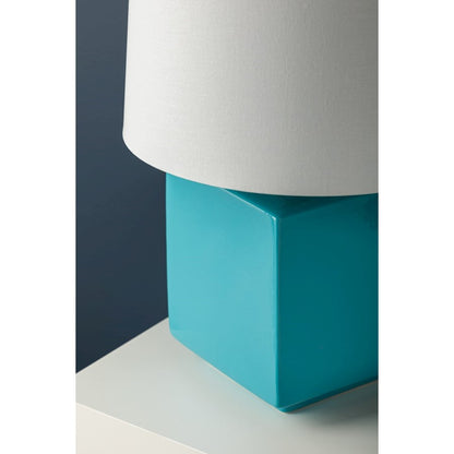 Hawley Table Lamp, Brass/Gloss Turquoise/White