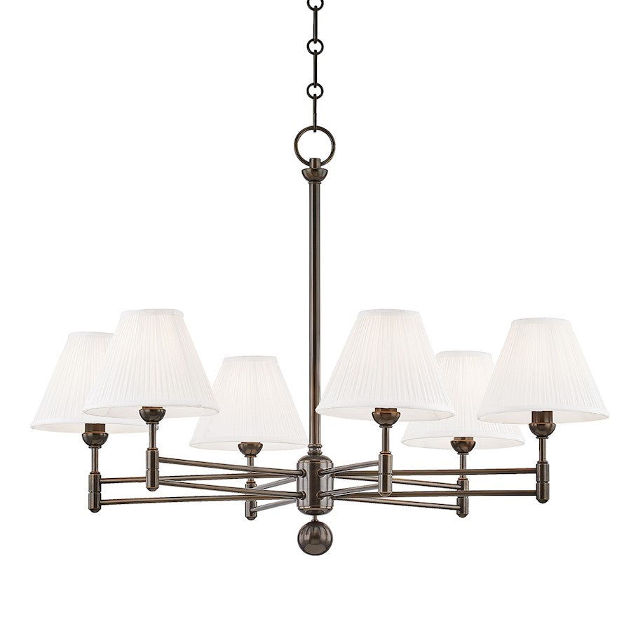 Hudson Valley Classic No.1 6 Light Chandelier/Metal Shade, Bronze - MDS105-DB-MS