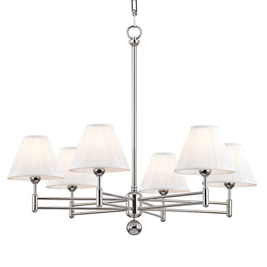 Hudson Valley Classic No.1 6 Light Chandelier/Metal Shade, Nickel - MDS105-PN-MS