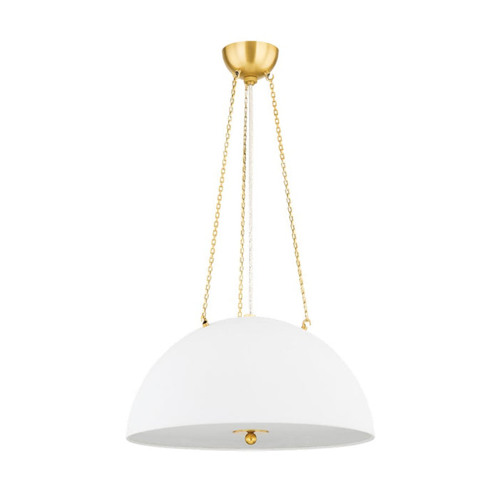 Hudson Valley Chiswick 3 Light Pendant, Brass/White Dome - MDS1100-AGB-WP