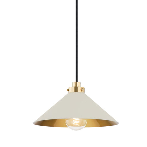 Hudson Valley Clivedon 1 Light 7" Pendant, Brass/Off White - MDS1401-AGB-OW