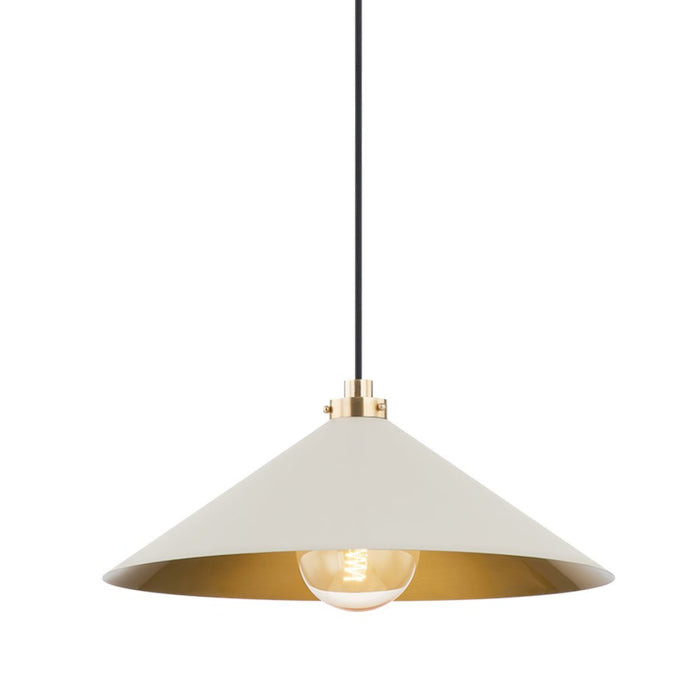 Hudson Valley Clivedon 1 Light 9" Pendant, Brass/Off White - MDS1402-AGB-OW