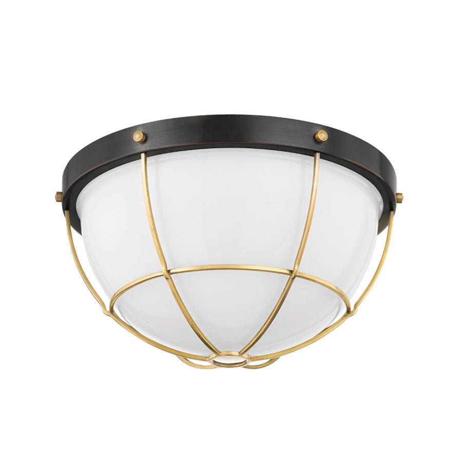 Hudson Valley Holkham 2 Light Flush Mount, Aged Brass - MDS1501-AGB-DB