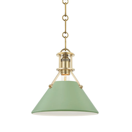Hudson Valley Painted No.2 Small 1-Light Pendant, Brass/Green - MDS351-AGB-LFG