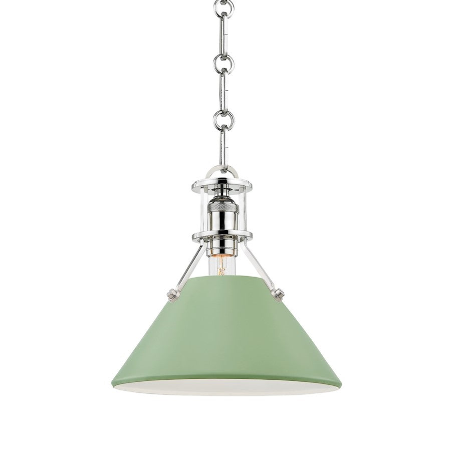 Hudson Valley Painted No.2 Small 1-Light Pendant, Nickel/Green - MDS351-PN-LFG