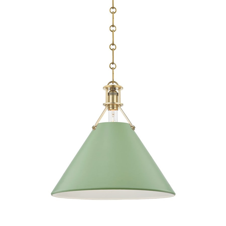 Hudson Valley Painted No.2 Large 1-Light Pendant, Brass/Green - MDS352-AGB-LFG