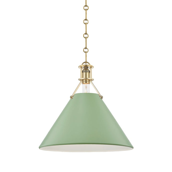 Hudson Valley Painted No.2 Large 1-Light Pendant, Brass/Green - MDS352-AGB-LFG