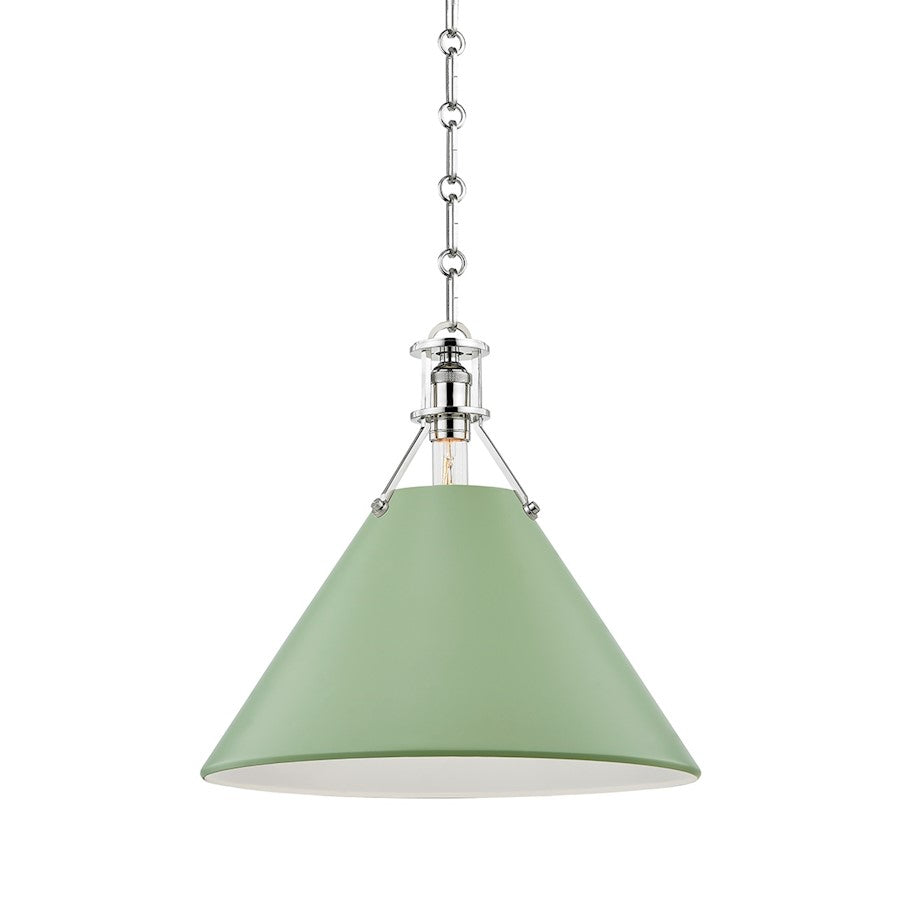 Hudson Valley Painted No.2 Large 1-Light Pendant, Nickel/Green - MDS352-PN-LFG