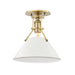 Hudson Valley Painted No.2 1 Light Semi Flush, Brass/White/White - MDS353-AGB-OW