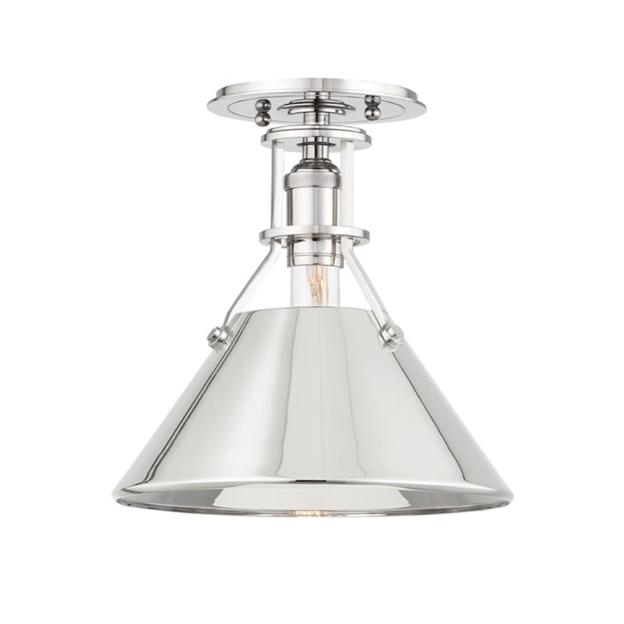 Hudson Valley Metal No.2 1 Light Semi Flush, Polished Nickel - MDS353-PN